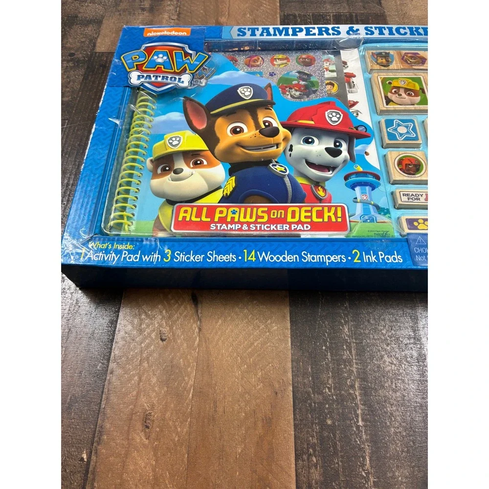 Paw‎ Patrol All Paws On Deck Wooden Stamp and Sticker Activity Set Bendon NEW